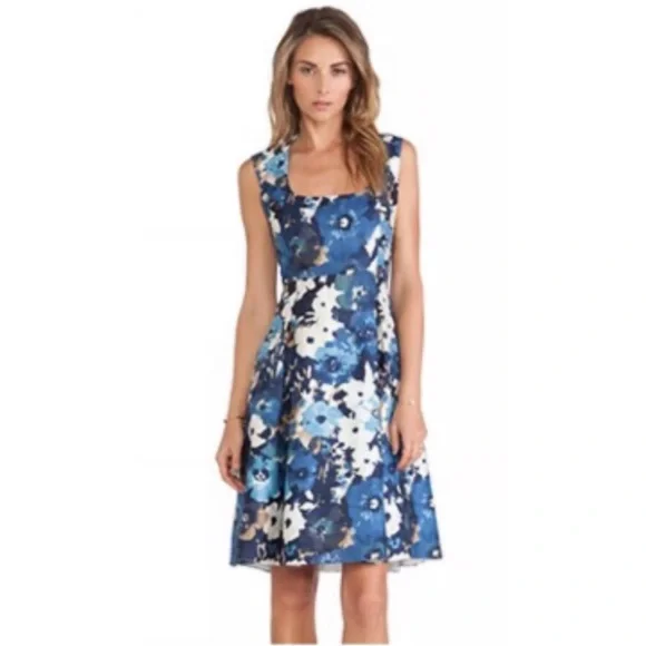 Kate Spade blue Autumn floral scoop neck fit and flare sleeveless dress 6 - Picture 10 of 10